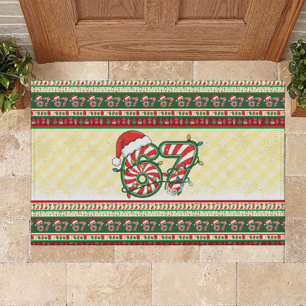 67 Six Seven Funny Meme Christmas Rubber Doormat Funny Xmas - Wonder Print Shop