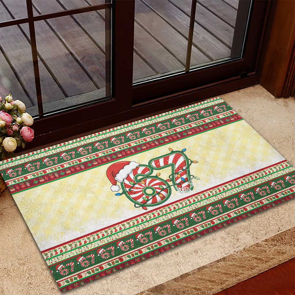67 Six Seven Funny Meme Christmas Rubber Doormat Funny Xmas - Wonder Print Shop
