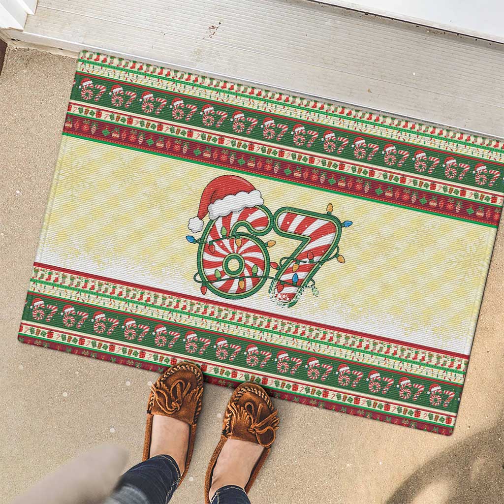 67 Six Seven Funny Meme Christmas Rubber Doormat Funny Xmas - Wonder Print Shop