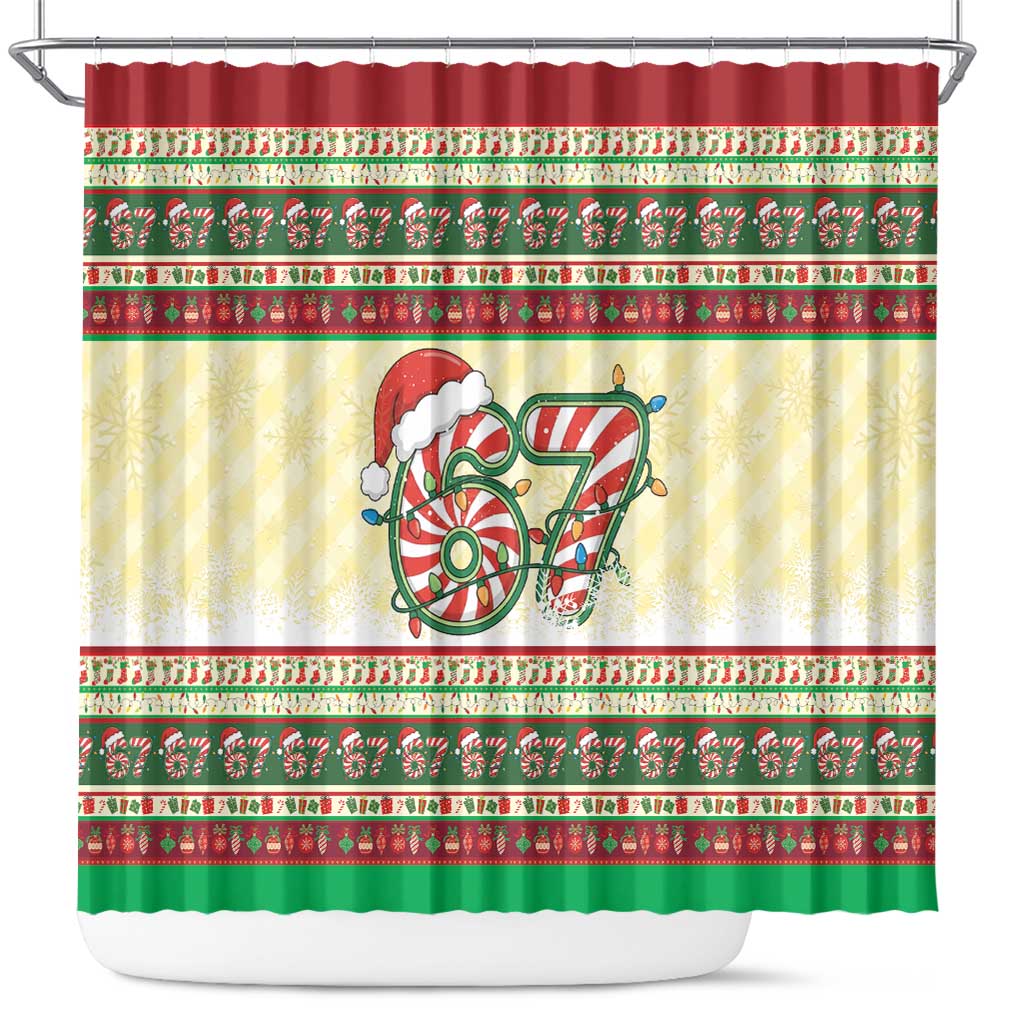 67 Six Seven Funny Meme Christmas Shower Curtain Funny Xmas - Wonder Print Shop