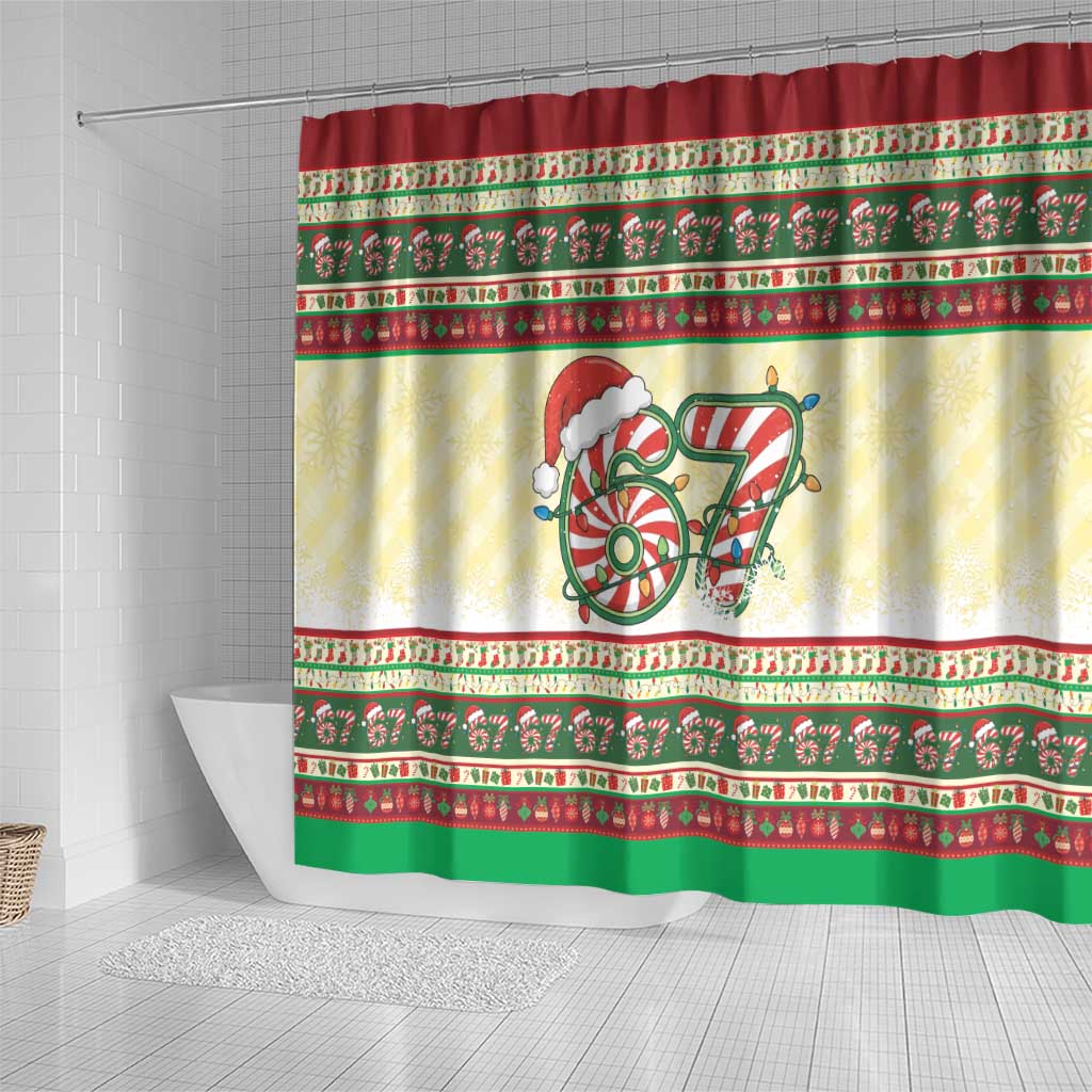 67 Six Seven Funny Meme Christmas Shower Curtain Funny Xmas - Wonder Print Shop