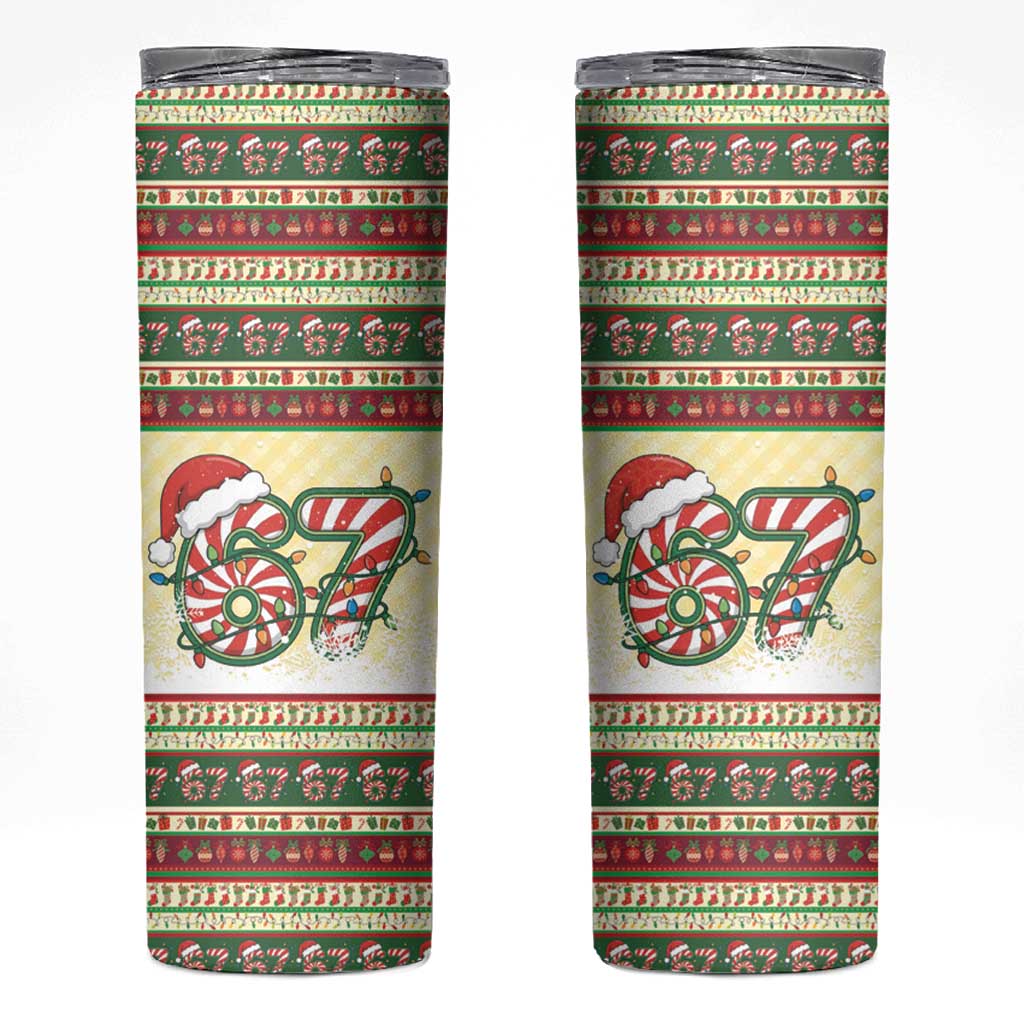 67 Six Seven Funny Meme Christmas Skinny Tumbler Funny Xmas - Wonder Print Shop