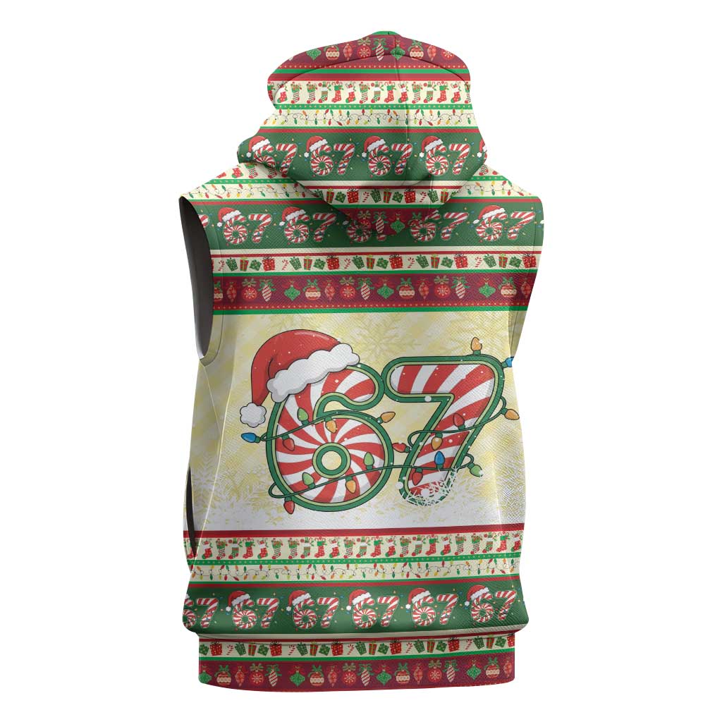 67 Six Seven Funny Meme Christmas Sleeveless Hoodie Funny Xmas - Wonder Print Shop