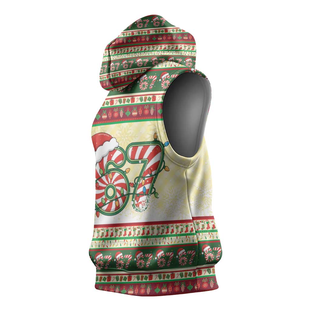 67 Six Seven Funny Meme Christmas Sleeveless Hoodie Funny Xmas - Wonder Print Shop
