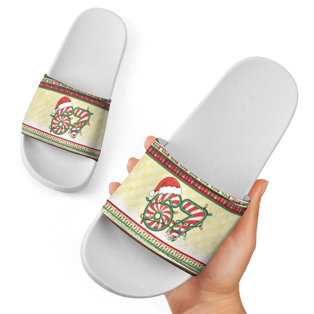 67 Six Seven Funny Meme Christmas Slide Sandals Funny Xmas - Wonder Print Shop