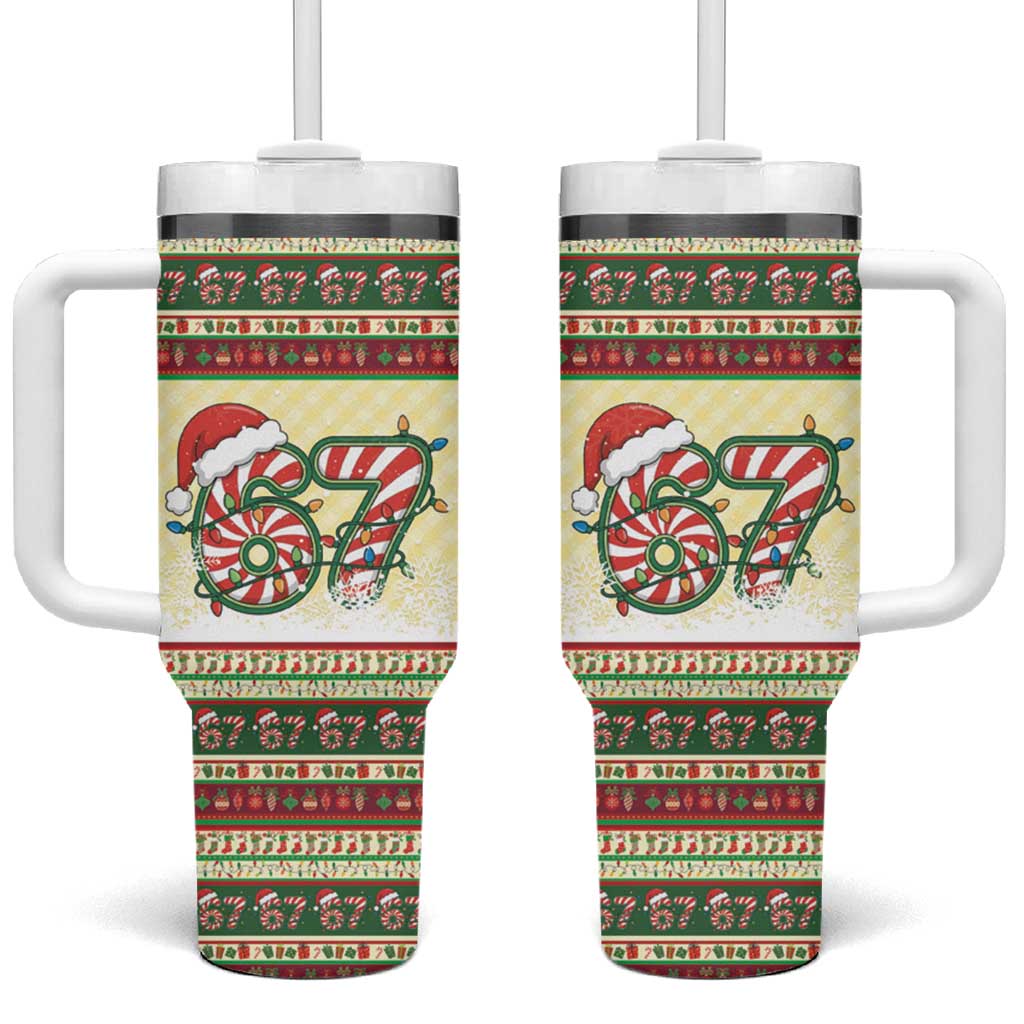 67 Six Seven Funny Meme Christmas Tumbler With Handle Funny Xmas - Wonder Print Shop