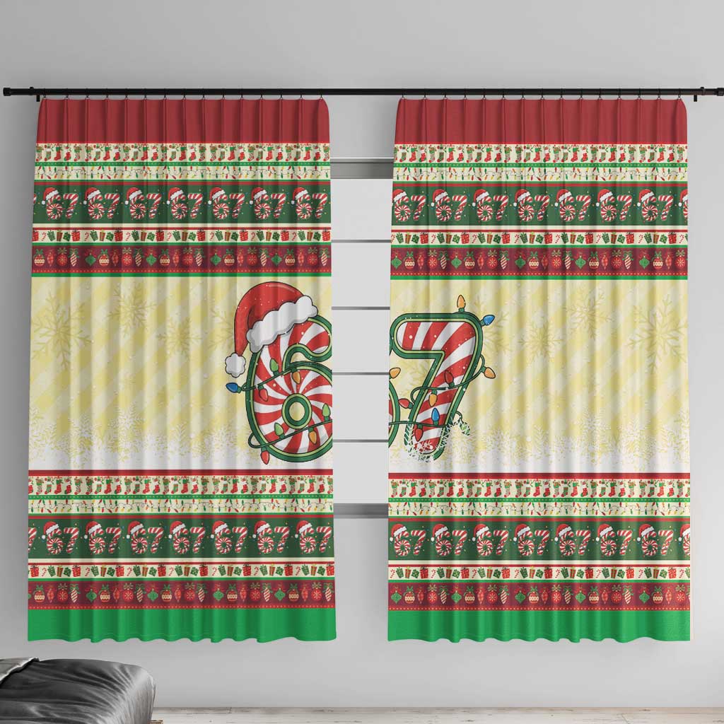 67 Six Seven Funny Meme Christmas Window Curtain Funny Xmas - Wonder Print Shop