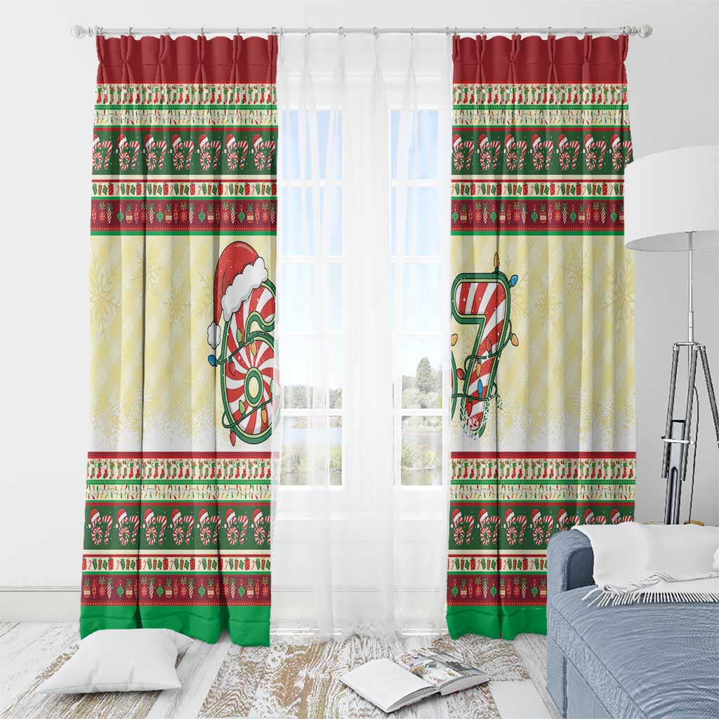 67 Six Seven Funny Meme Christmas Window Curtain Funny Xmas - Wonder Print Shop