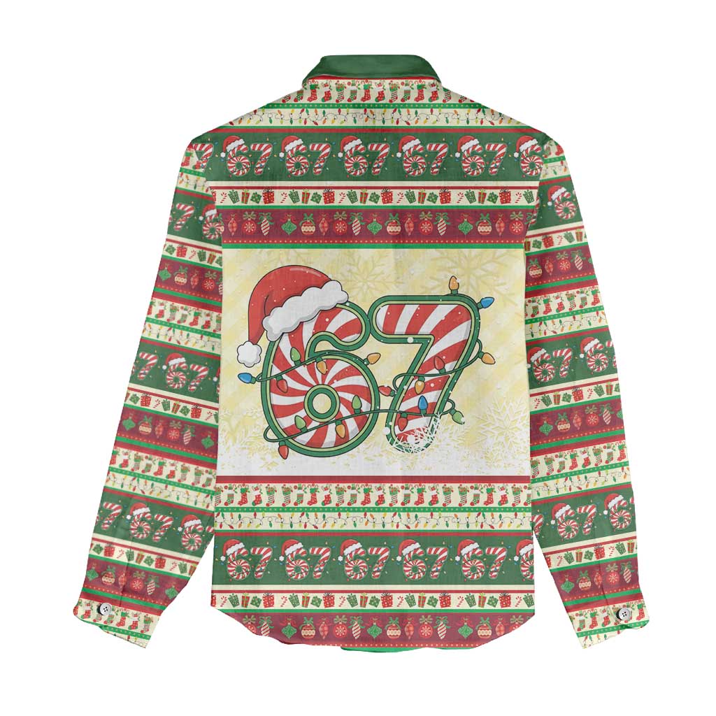 67 Six Seven Funny Meme Christmas Women Casual Shirt Funny Xmas - Wonder Print Shop