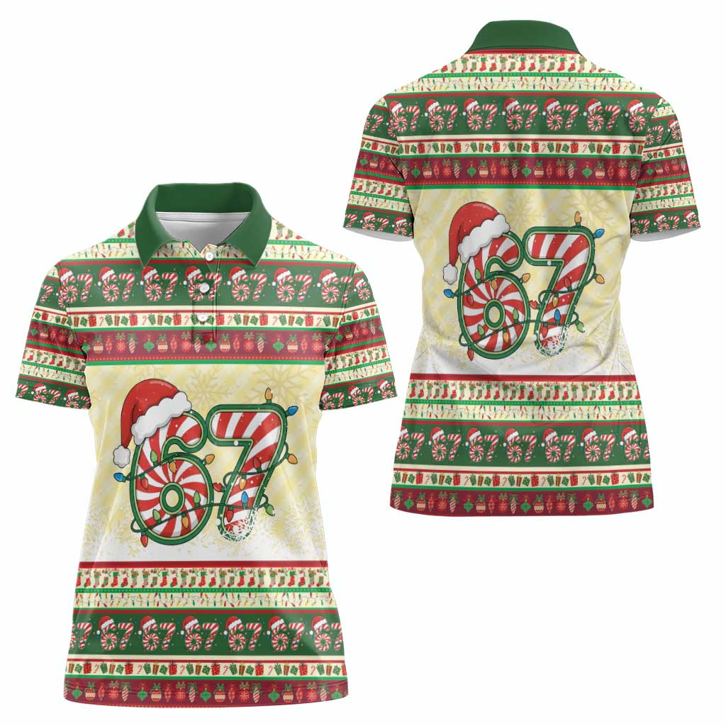 67 Six Seven Funny Meme Christmas Women Polo Shirt Funny Xmas - Wonder Print Shop