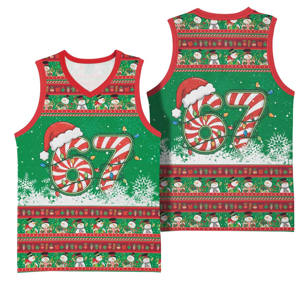 67 Six Seven Funny Meme Christmas Basketball Jersey Funny Xmas - Wonder Print Shop