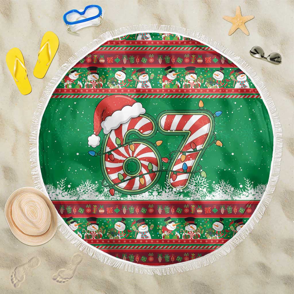 67 Six Seven Funny Meme Christmas Beach Blanket Funny Xmas - Wonder Print Shop