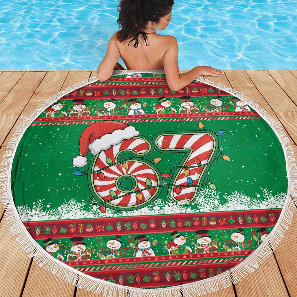 67 Six Seven Funny Meme Christmas Beach Blanket Funny Xmas - Wonder Print Shop