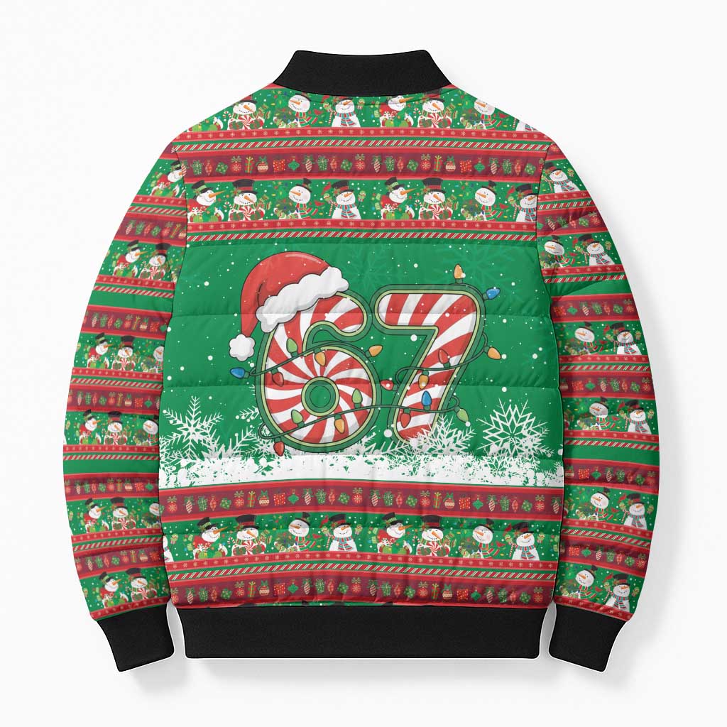 67 Six Seven Funny Meme Christmas Bomber Puffer Jacket Funny Xmas - Wonder Print Shop