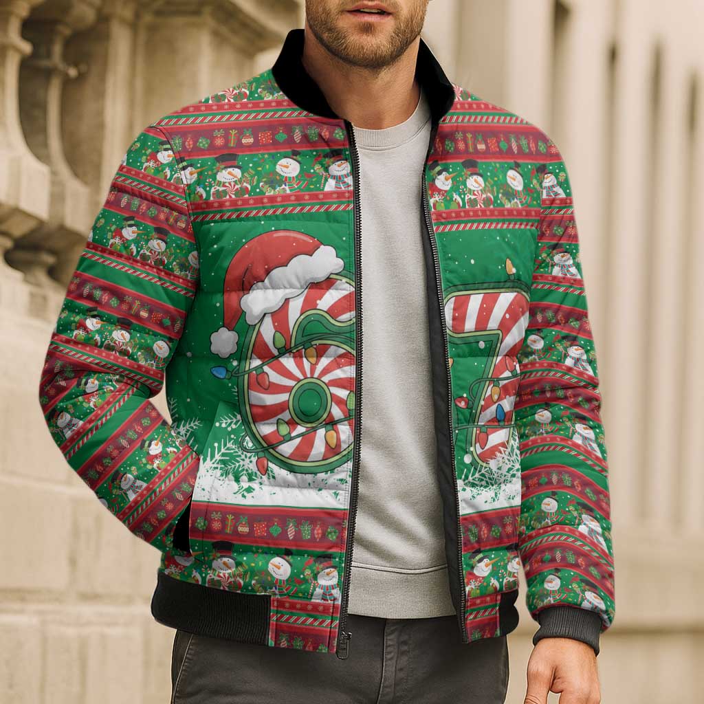 67 Six Seven Funny Meme Christmas Bomber Puffer Jacket Funny Xmas - Wonder Print Shop