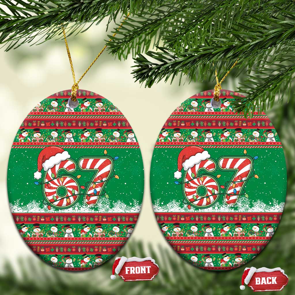 67 Six Seven Funny Meme Christmas Ceramic Ornament Funny Xmas - Wonder Print Shop