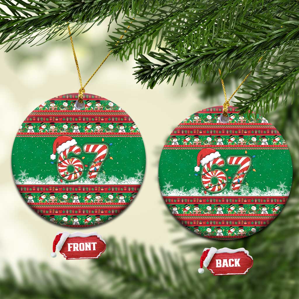 67 Six Seven Funny Meme Christmas Ceramic Ornament Funny Xmas - Wonder Print Shop