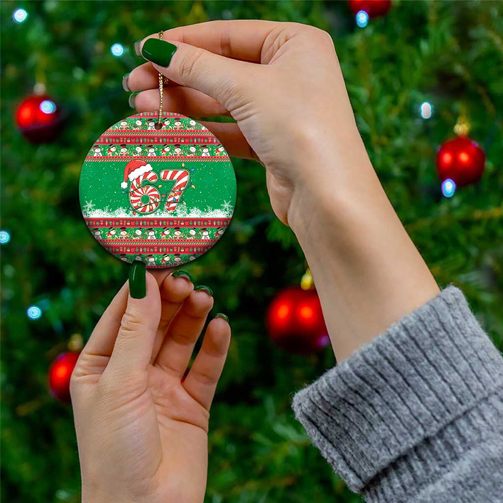 67 Six Seven Funny Meme Christmas Ceramic Ornament Funny Xmas - Wonder Print Shop