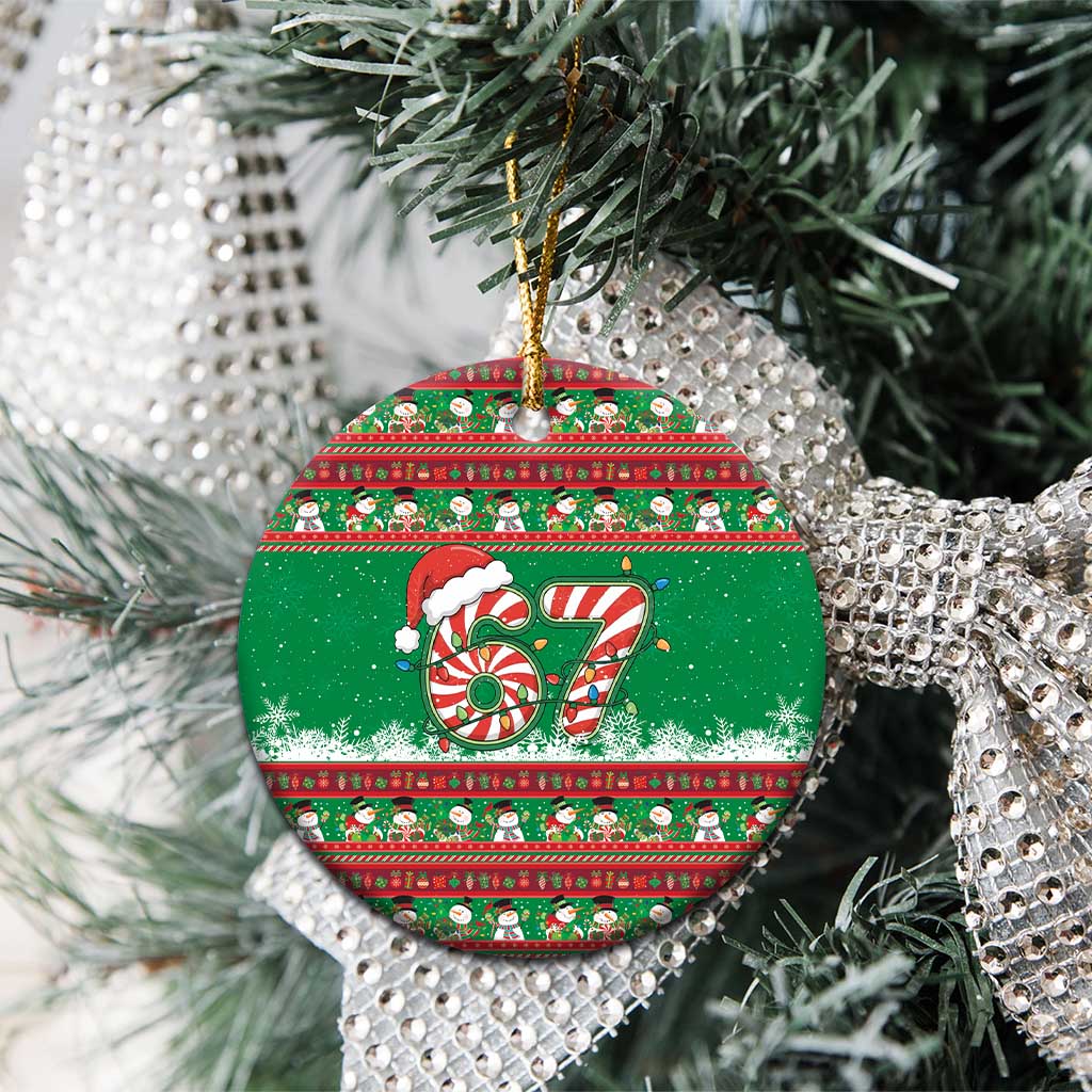 67 Six Seven Funny Meme Christmas Ceramic Ornament Funny Xmas - Wonder Print Shop