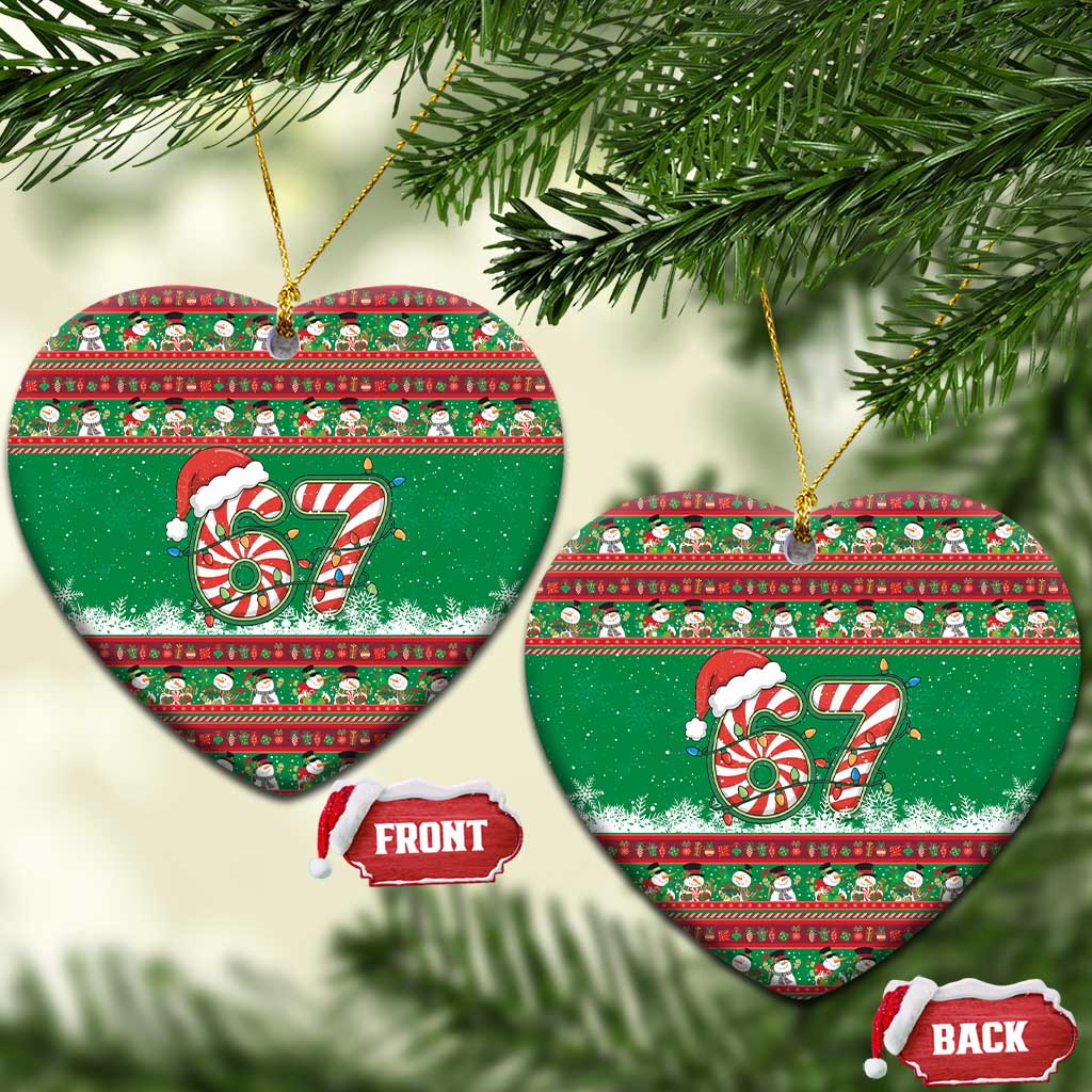 67 Six Seven Funny Meme Christmas Ceramic Ornament Funny Xmas - Wonder Print Shop