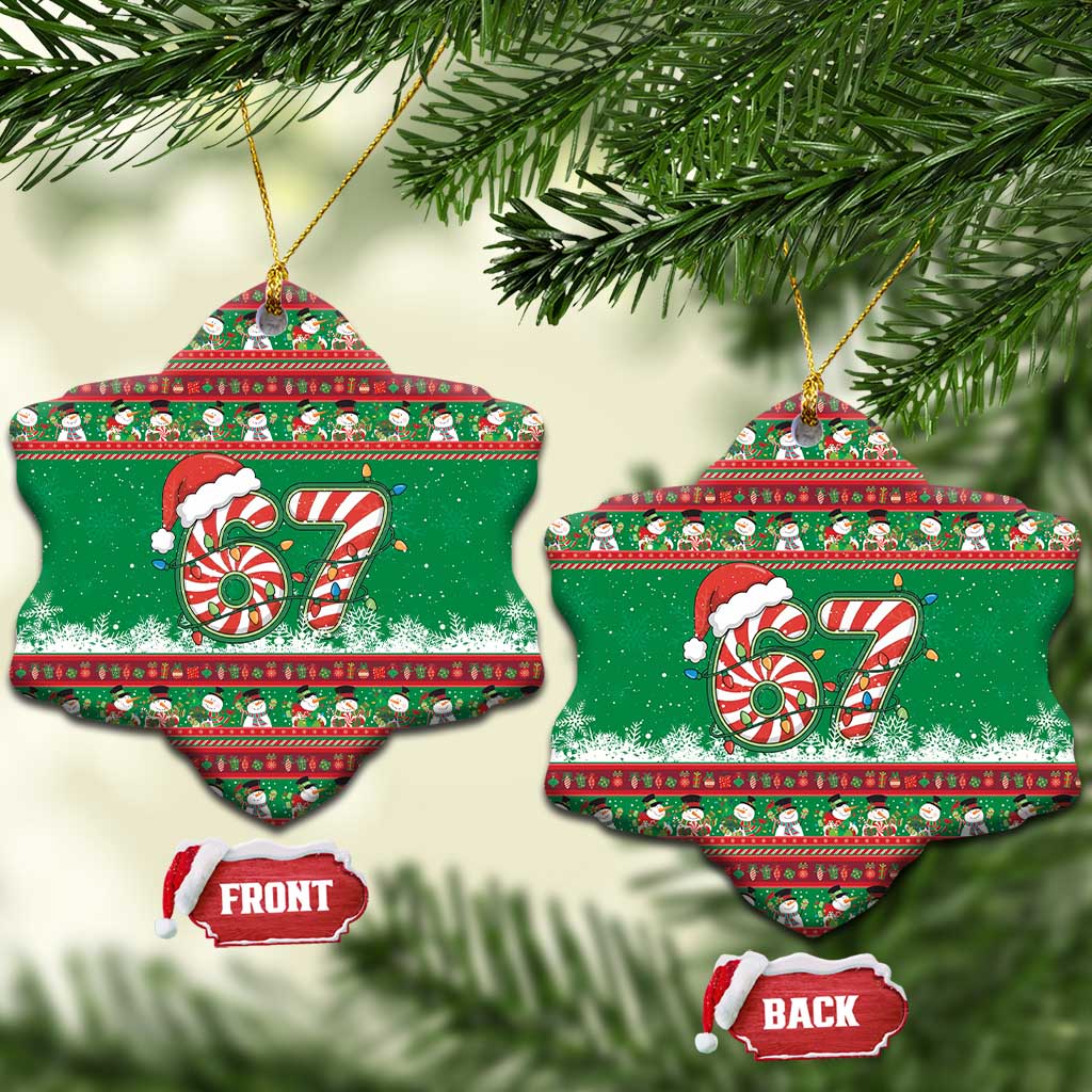 67 Six Seven Funny Meme Christmas Ceramic Ornament Funny Xmas - Wonder Print Shop