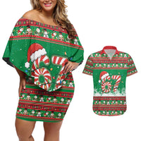 67 Six Seven Funny Meme Christmas Couples Matching Off Shoulder Short Dress and Hawaiian Shirt Funny Xmas - Wonder Print Shop