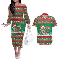 67 Six Seven Funny Meme Christmas Couples Matching Off The Shoulder Long Sleeve Dress and Hawaiian Shirt Funny Xmas - Wonder Print Shop