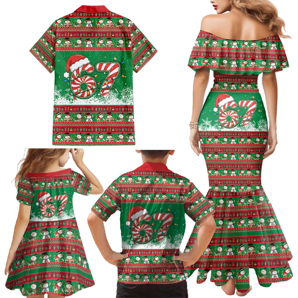 67 Six Seven Funny Meme Christmas Family Matching Mermaid Dress and Hawaiian Shirt Funny Xmas - Wonder Print Shop