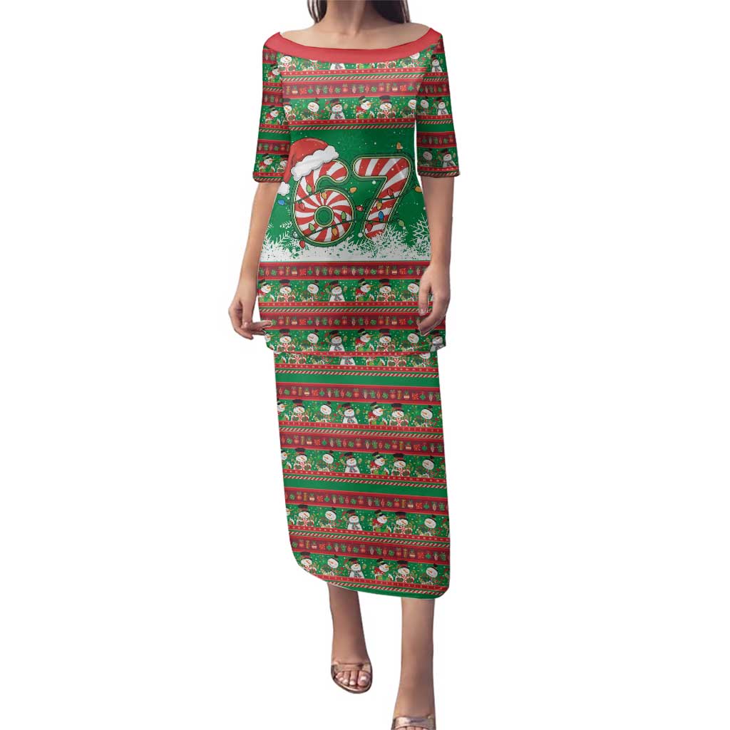 67 Six Seven Funny Meme Christmas Family Matching Puletasi and Hawaiian Shirt Funny Xmas - Wonder Print Shop