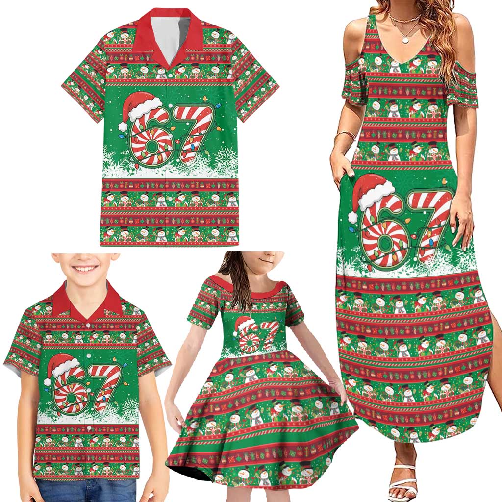 67 Six Seven Funny Meme Christmas Family Matching Summer Maxi Dress and Hawaiian Shirt Funny Xmas - Wonder Print Shop