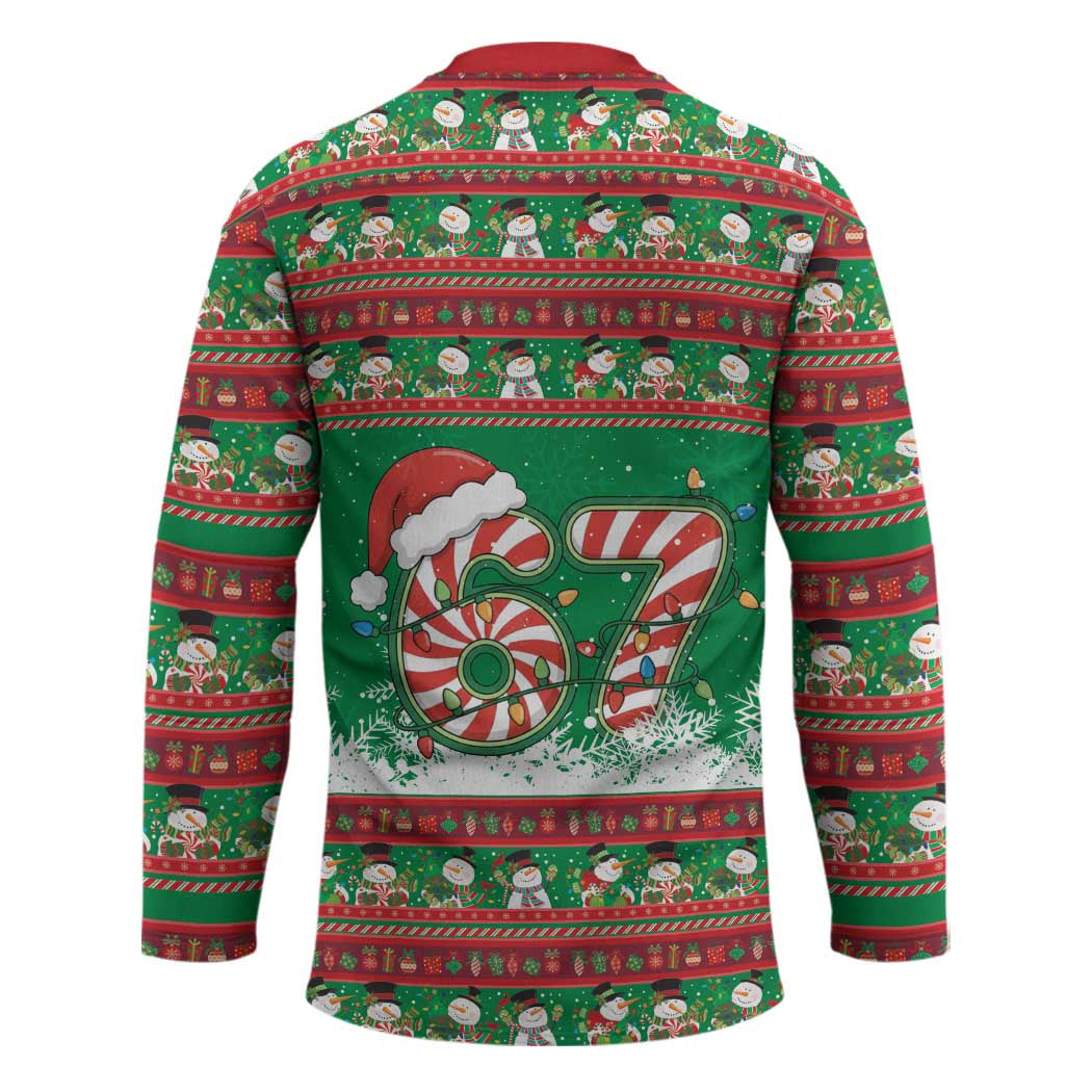 67 Six Seven Funny Meme Christmas Hockey Jersey Funny Xmas - Wonder Print Shop