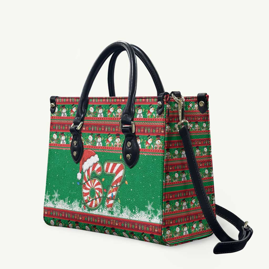 67 Six Seven Funny Meme Christmas Leather Bag Funny Xmas - Wonder Print Shop