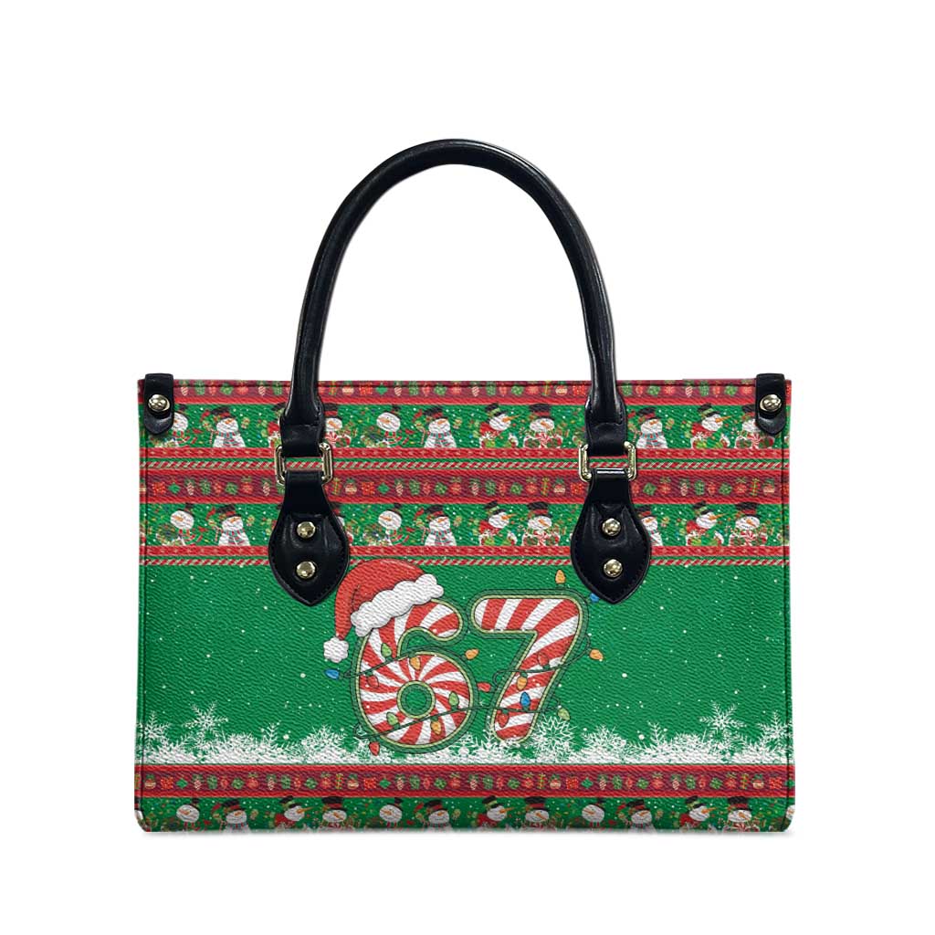 67 Six Seven Funny Meme Christmas Leather Bag Funny Xmas - Wonder Print Shop