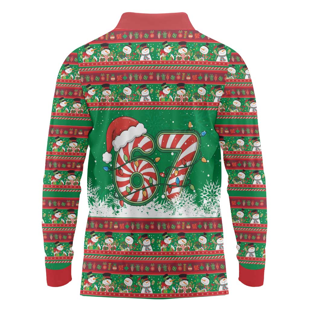 67 Six Seven Funny Meme Christmas Long Sleeve Polo Shirt Funny Xmas - Wonder Print Shop