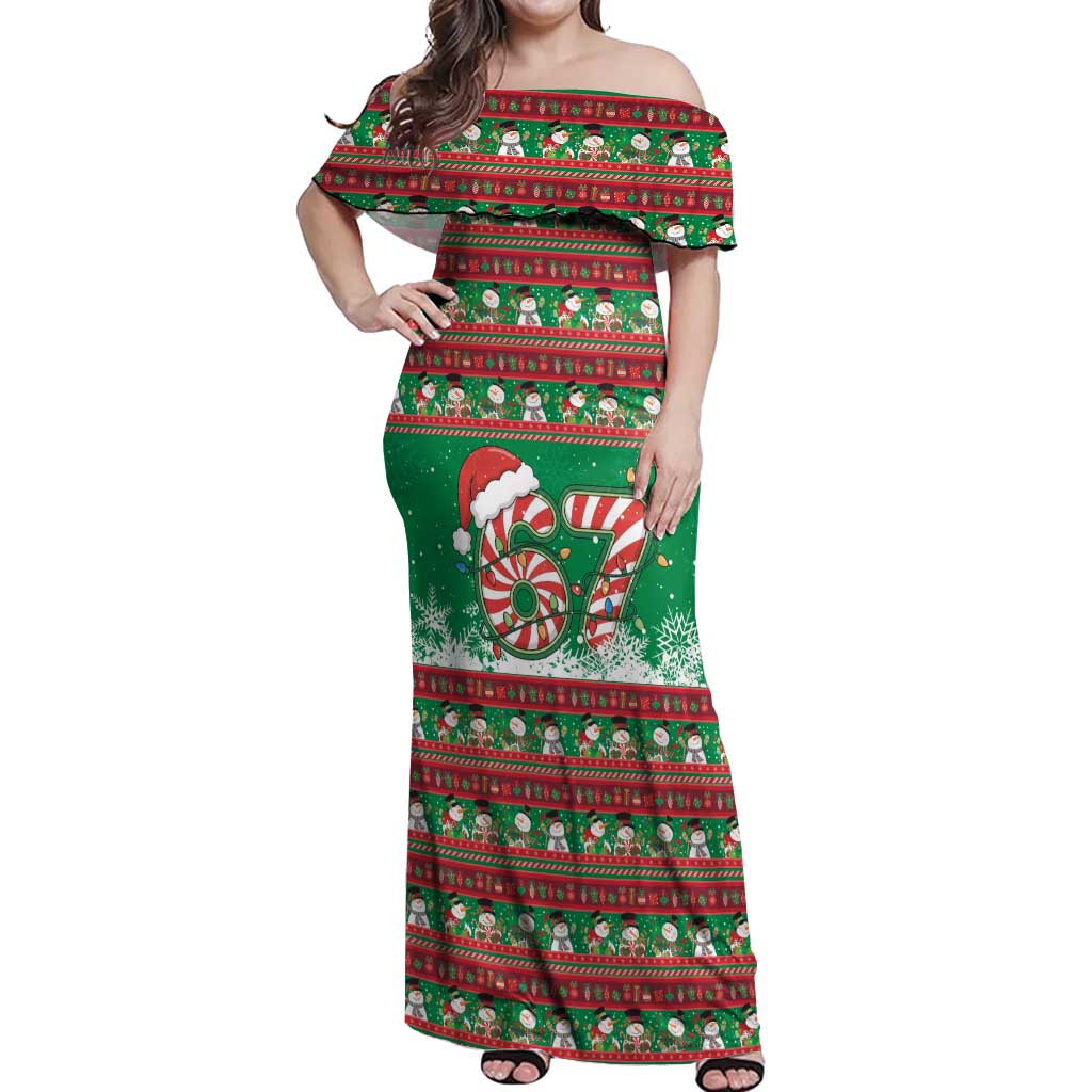 67 Six Seven Funny Meme Christmas Off Shoulder Maxi Dress Funny Xmas - Wonder Print Shop