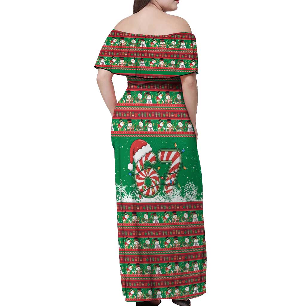 67 Six Seven Funny Meme Christmas Off Shoulder Maxi Dress Funny Xmas - Wonder Print Shop