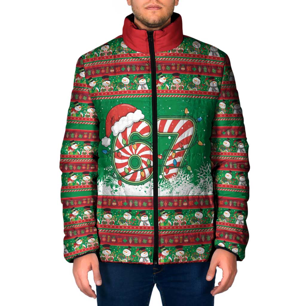 67 Six Seven Funny Meme Christmas Padded Jacket Funny Xmas - Wonder Print Shop