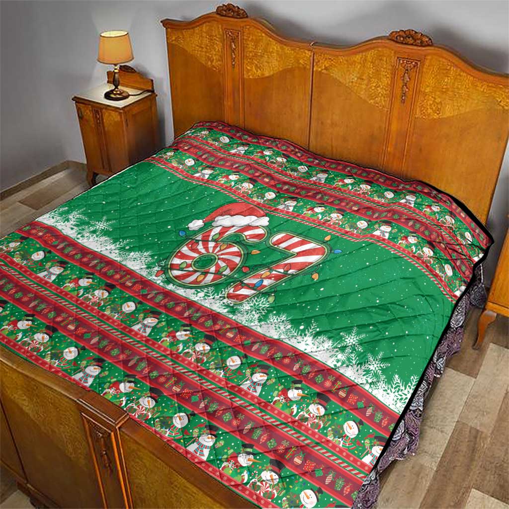 67 Six Seven Funny Meme Christmas Quilt Funny Xmas - Wonder Print Shop