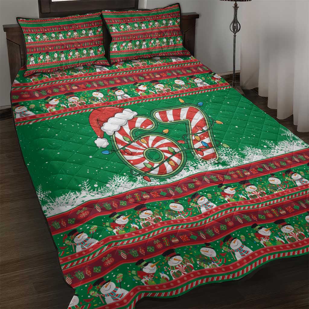 67 Six Seven Funny Meme Christmas Quilt Bed Set Funny Xmas - Wonder Print Shop