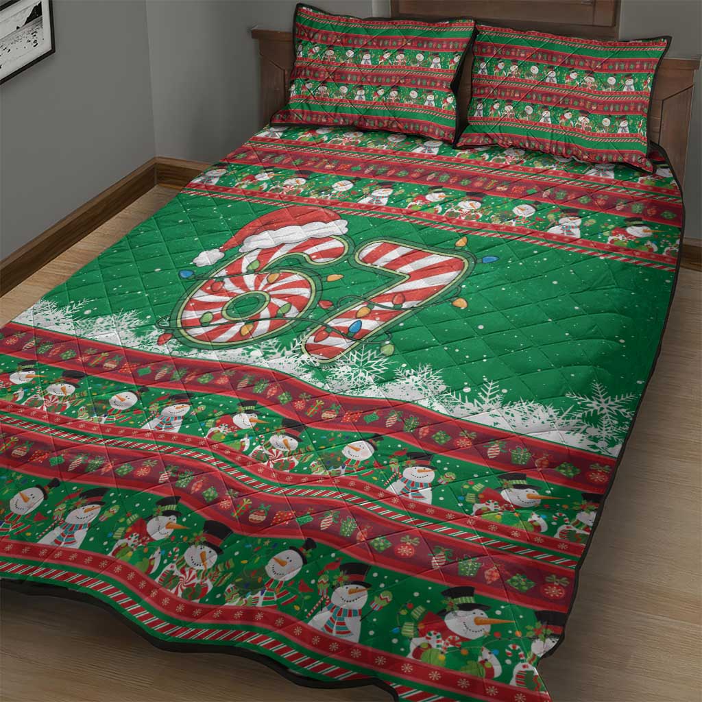 67 Six Seven Funny Meme Christmas Quilt Bed Set Funny Xmas - Wonder Print Shop