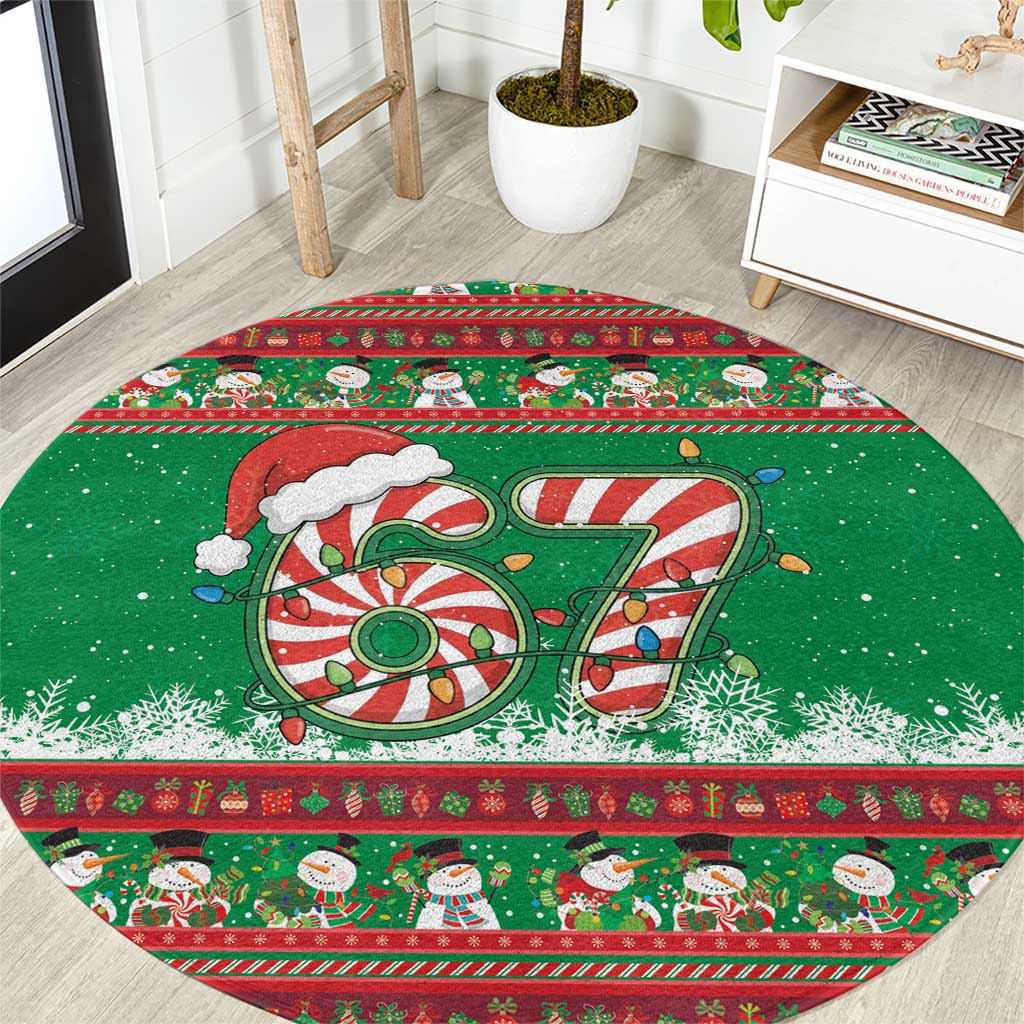 67 Six Seven Funny Meme Christmas Round Carpet Funny Xmas - Wonder Print Shop