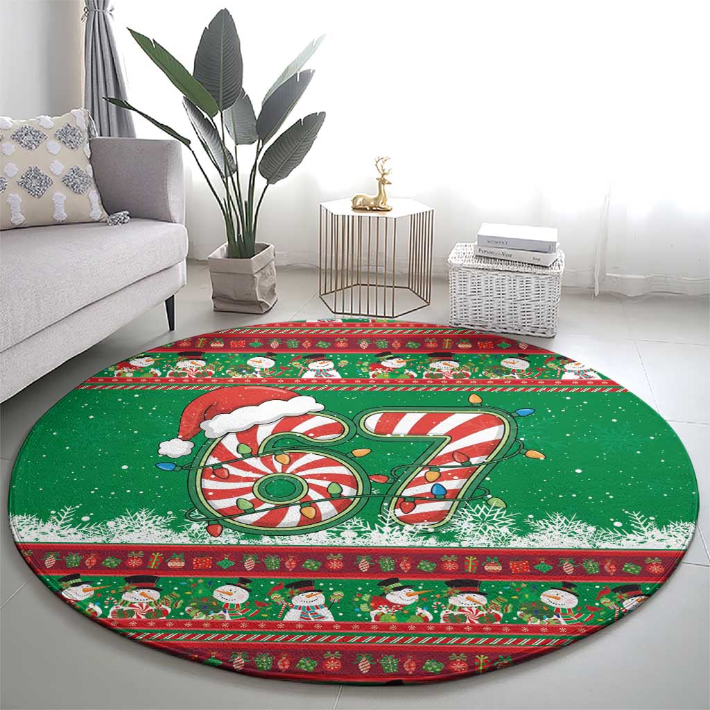 67 Six Seven Funny Meme Christmas Round Carpet Funny Xmas - Wonder Print Shop