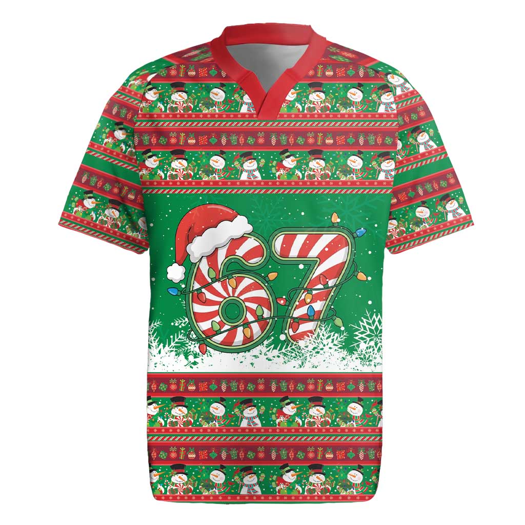 67 Six Seven Funny Meme Christmas Rugby Jersey Funny Xmas - Wonder Print Shop