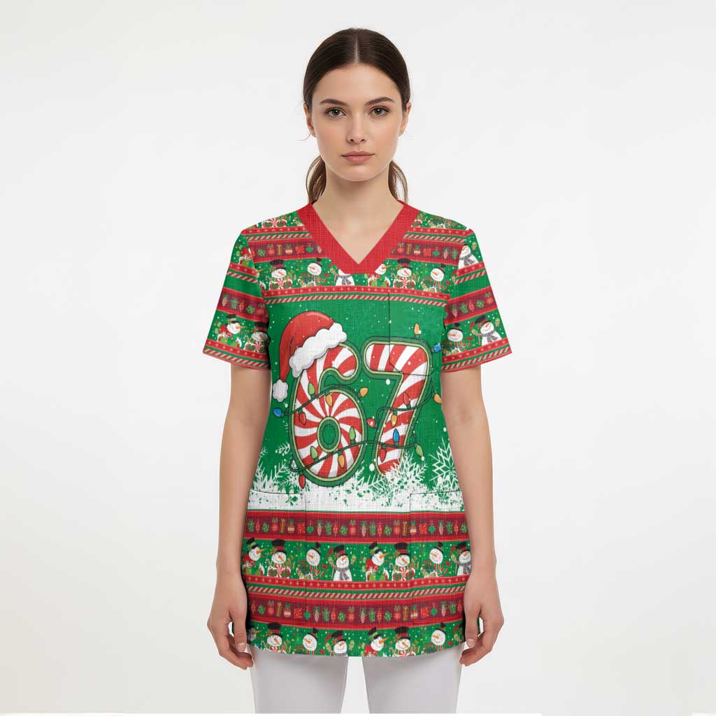 67 Six Seven Funny Meme Christmas Scrub Top Funny Xmas - Wonder Print Shop