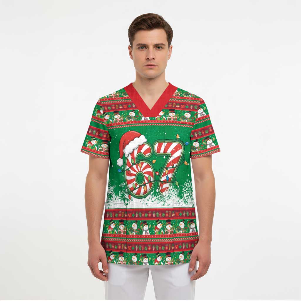 67 Six Seven Funny Meme Christmas Scrub Top Funny Xmas - Wonder Print Shop