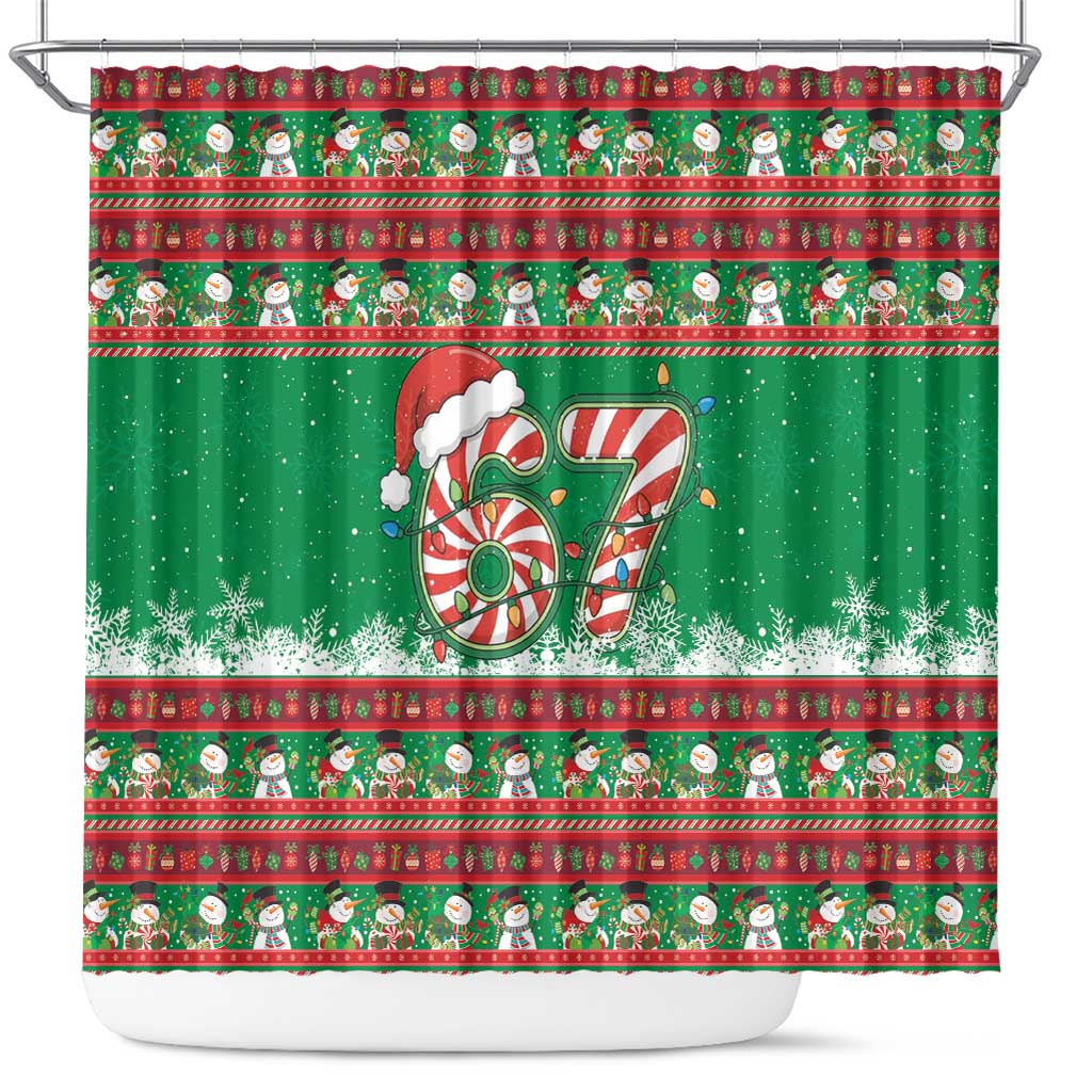 67 Six Seven Funny Meme Christmas Shower Curtain Funny Xmas - Wonder Print Shop