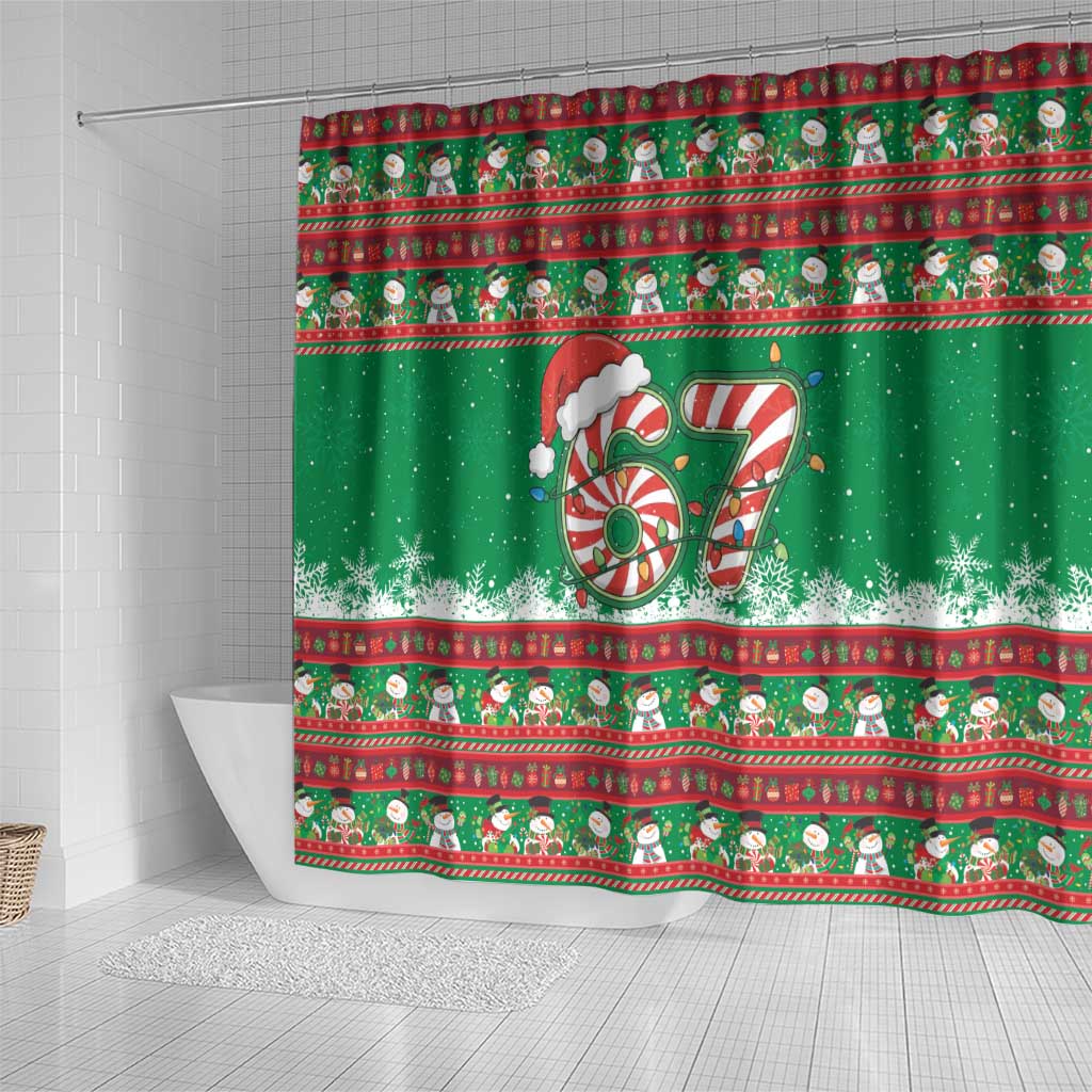 67 Six Seven Funny Meme Christmas Shower Curtain Funny Xmas - Wonder Print Shop