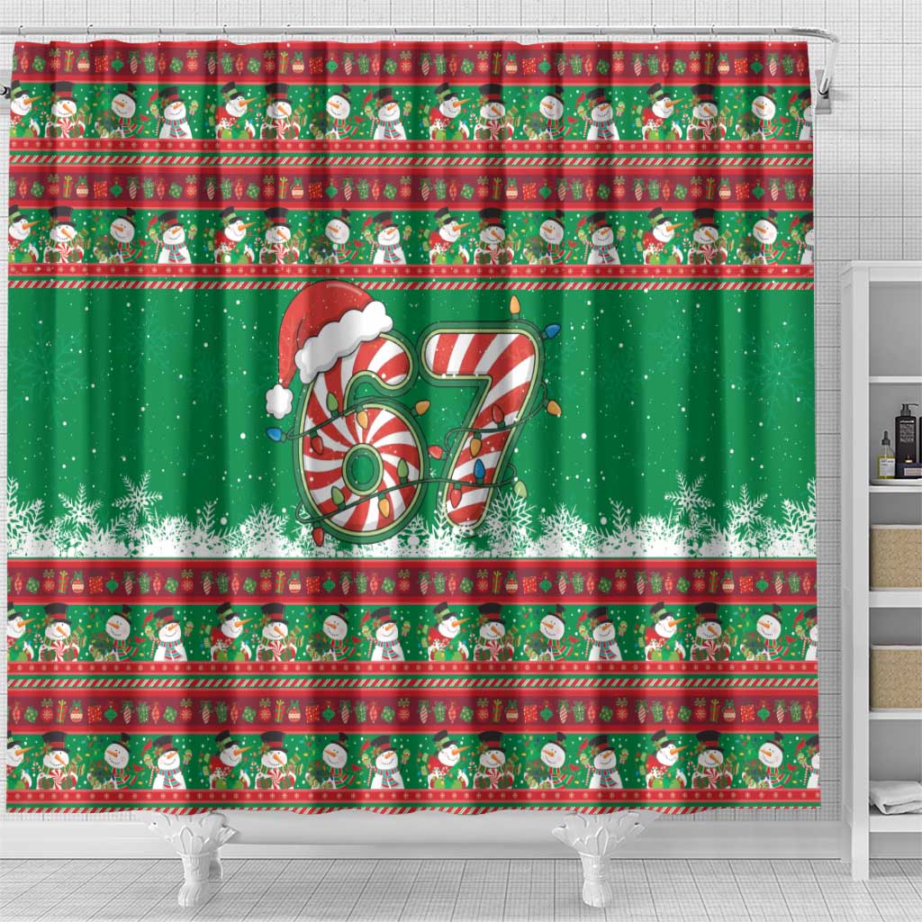 67 Six Seven Funny Meme Christmas Shower Curtain Funny Xmas - Wonder Print Shop