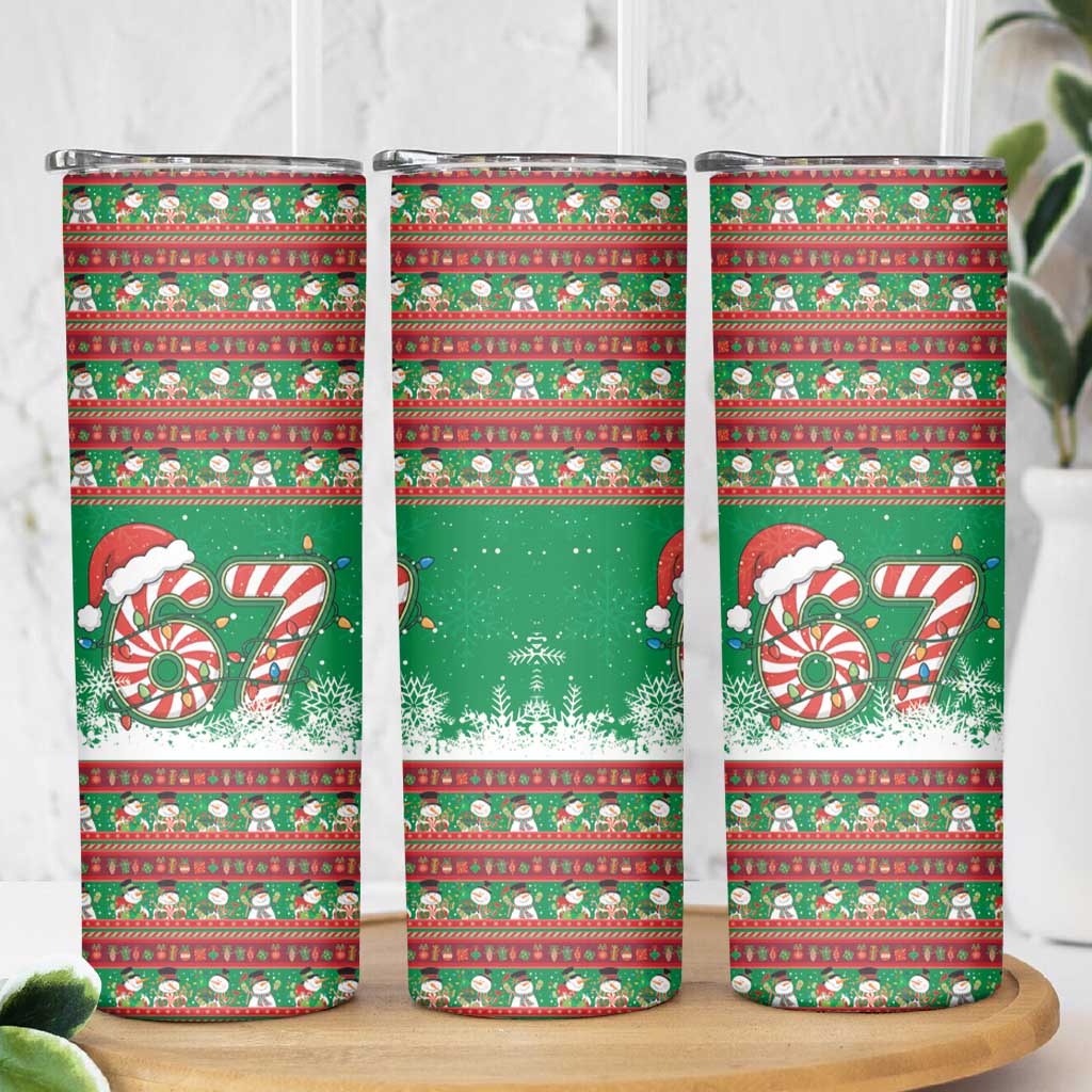 67 Six Seven Funny Meme Christmas Skinny Tumbler Funny Xmas - Wonder Print Shop