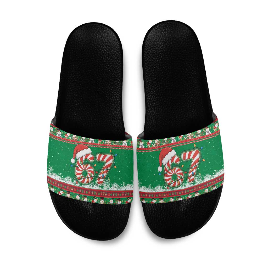 67 Six Seven Funny Meme Christmas Slide Sandals Funny Xmas - Wonder Print Shop